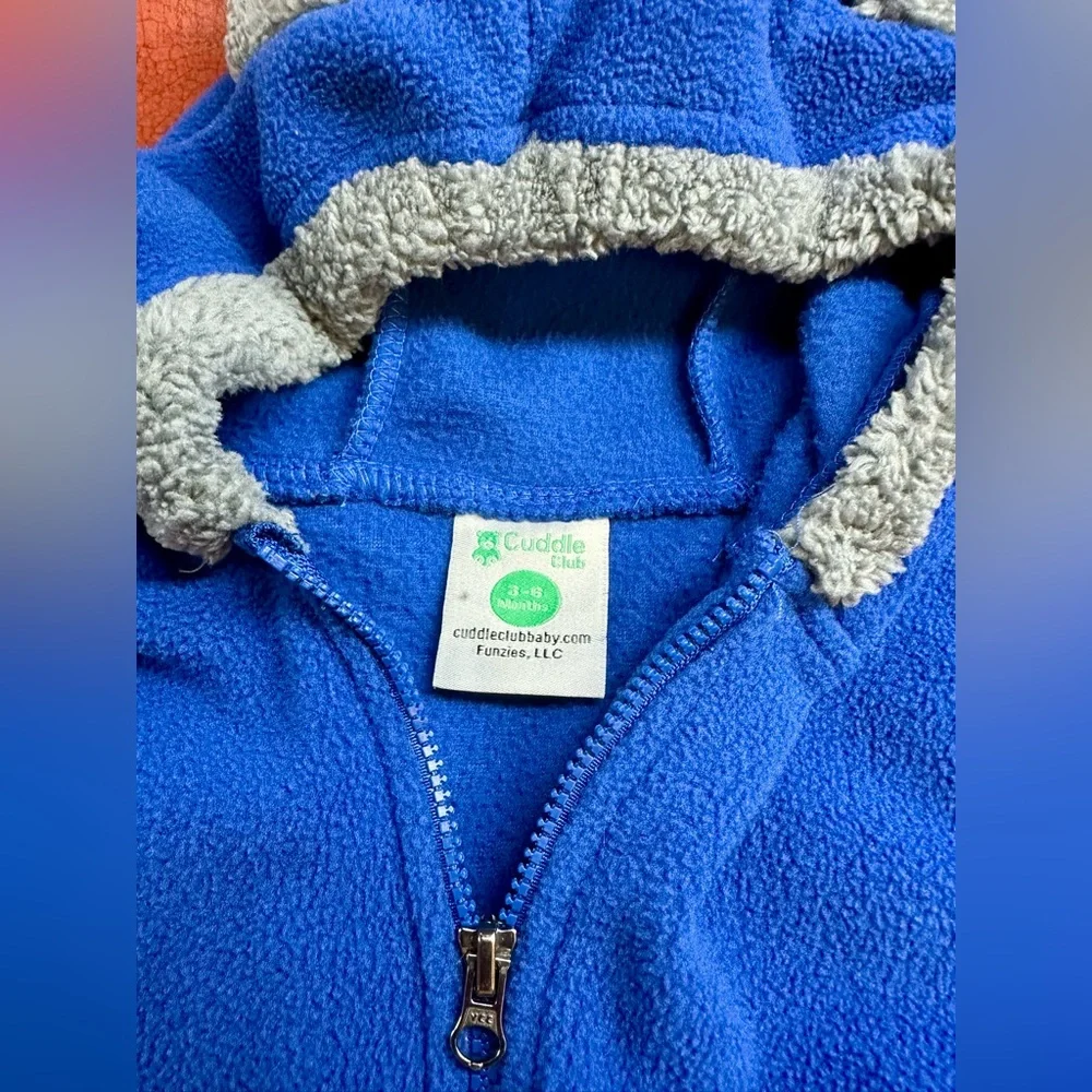 Cuddle Club Blue Fleece Footed One-Piece | 3–6 Months | Cozy & Warm - Picture 3 of 3